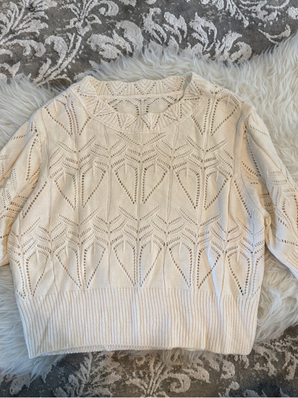 SHEIN Cream Ribbed Knit Top